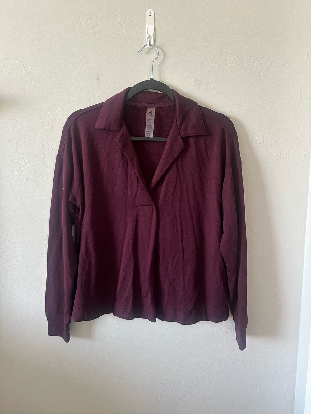 Lou & Grey Burgundy Collared Pullover Sweatshirt